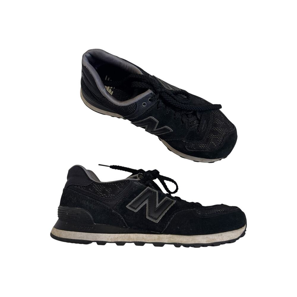 New Balance 574 Black Grey Suede Sneakers Mens 9.5 Casual Running Shoes Comfort